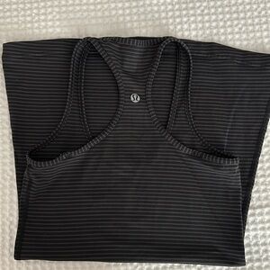Lululemon black, and gray striped racerback tank
